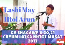 Bible Sunday: Lashi May Htoi Arun